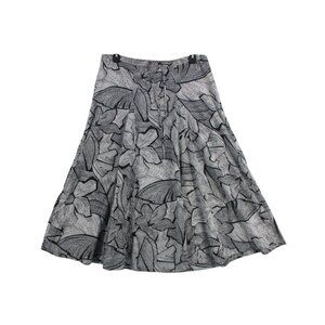 Jaclyn Smith Black & White Floral BOHO A-Line Skirt 100% Cotton Womens S